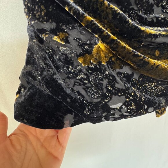 Zara Scarf Corset Black Gold Velvet Foulard Strapless Going Out Top Size Large - Picture 8 of 15